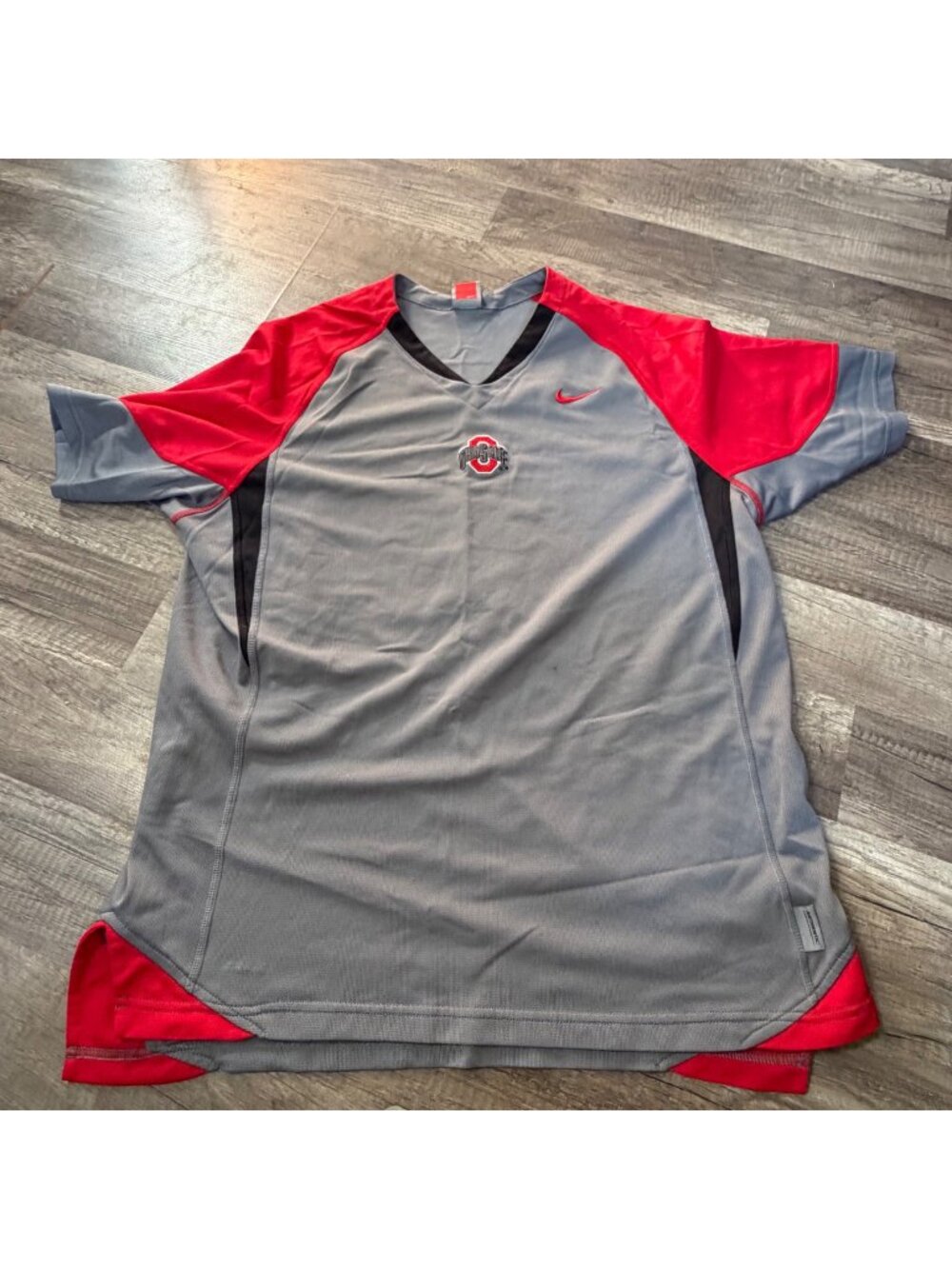 Nike Ohio State Buckeyes Gray & Red Dri-Fit Short Sleeve Shirt XL